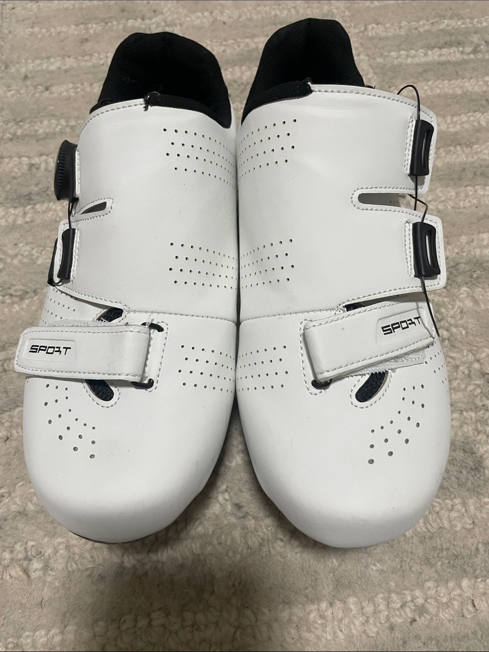 White 'SPORT' Cycling Shoes with BOA-Style Closures
